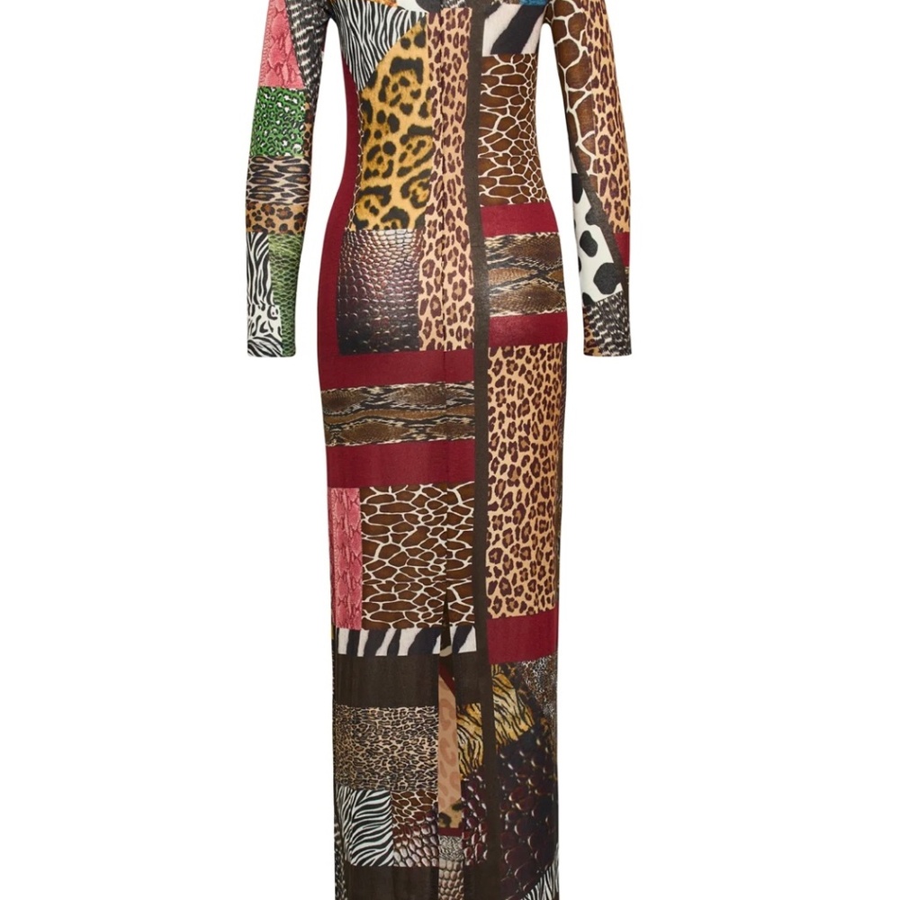 Unbreak. IT Made in Italy Janina Animal Print Maxi Dress Sz X-Large NWT - Picture 3 of 11